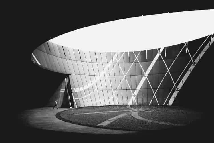 under the ellipse - black and white architectural photography in munich