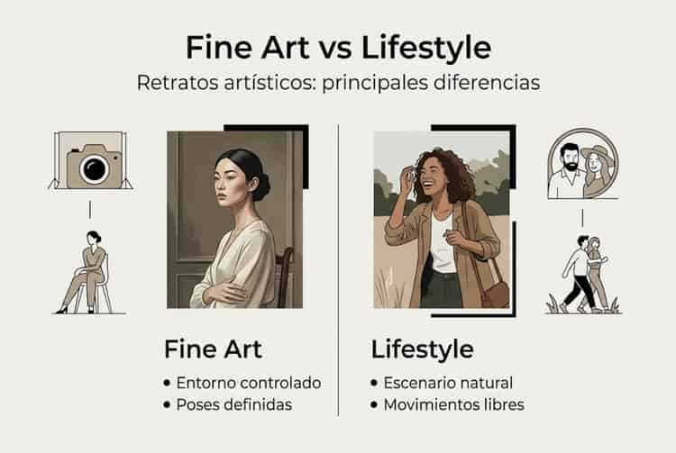 Infografía: diferencias entre los estilos Fine Art y Lifestyle