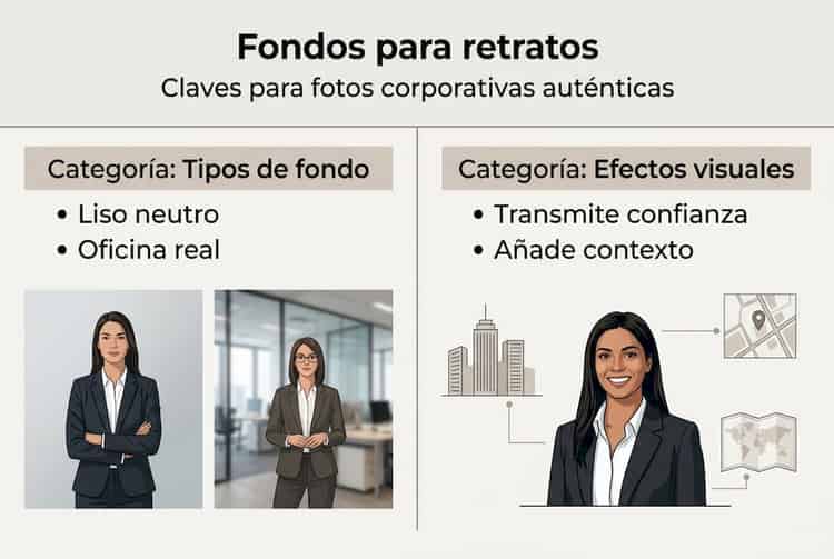 Infografía sobre los diferentes tipos y estilos visuales que puedes utilizar como fondo fotográfico