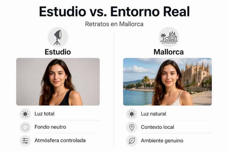 Infografía: diferencias entre retratos en estudio y retratos en exteriores